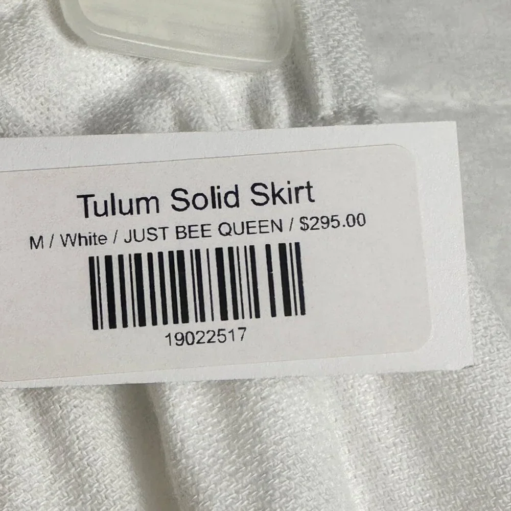Just Bee Queen Tulum White Madi Ruched Wrap Skirt With Fringe Sz M Boho Resort - Picture 7 of 15